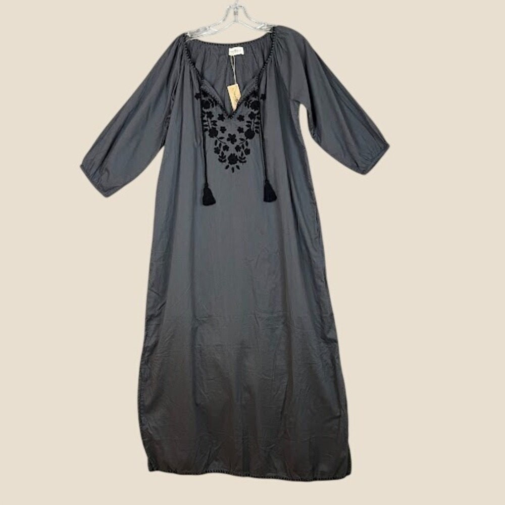 NWT Natural Life Christy Embroidered Cotton Maxi Dress Womens S Boho Lagenlook